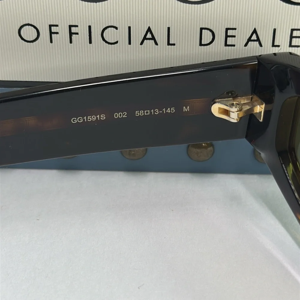New Authentic Gucci Yellow Logo Browline Unisex Sunglasses GG1591S 002 58.
